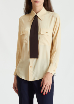 Приталена сорочка із сумішевого шовку Celine із зав'язками-краваткою, фото